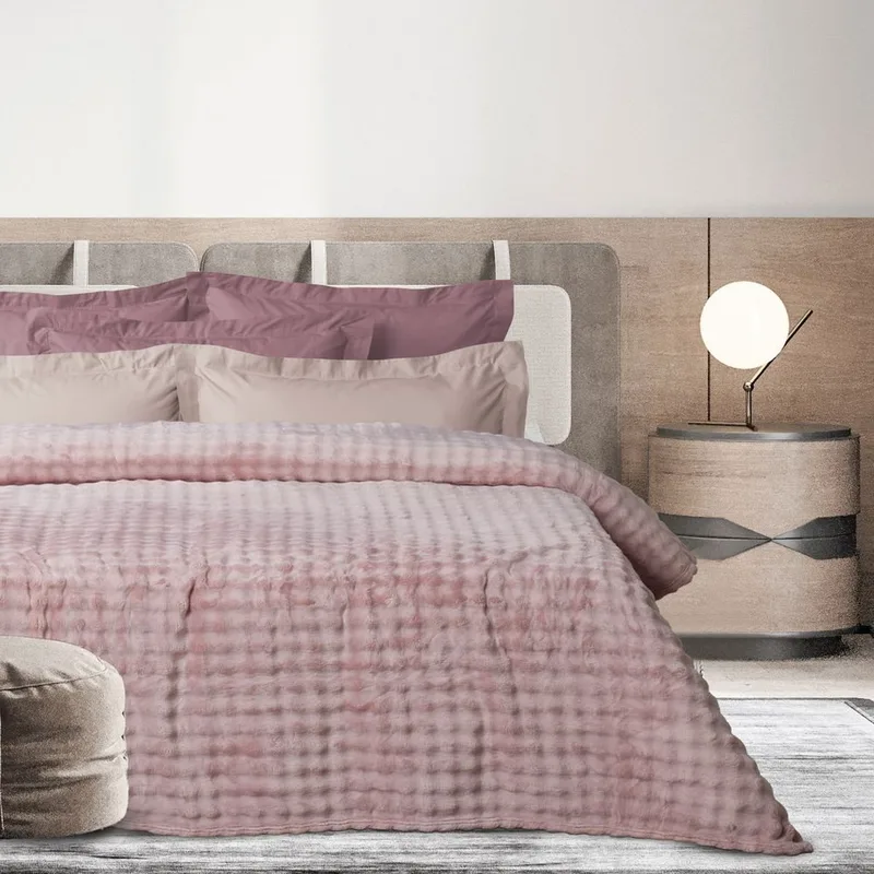 ΚΟΥΒΕΡΤΑ KING SIZE DAS HOME BUBBLE FLEECE 1372 DUSTY LILAC (240X260CM)