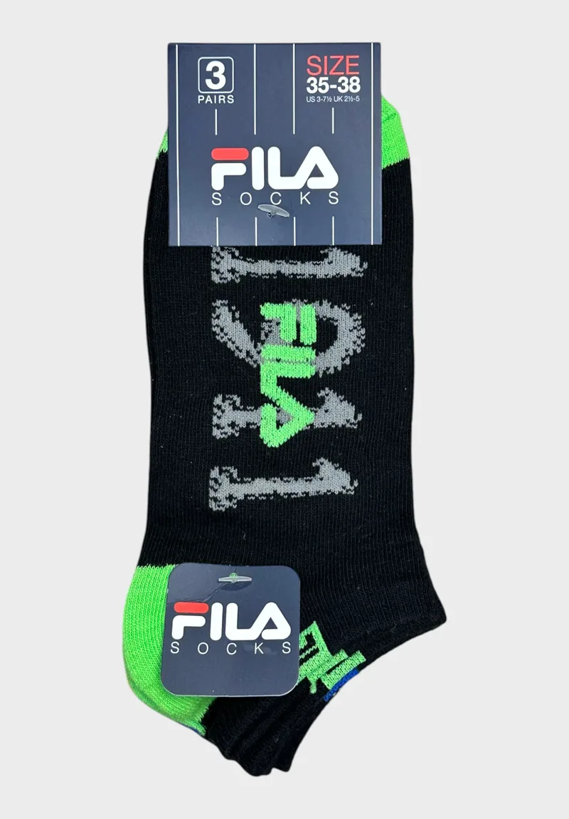 Παιδικές Κάλτσες FILA Αγόρι 3-Pack Σχέδιο Μαύρο με Χρώματα F1432-229-Μαύρο