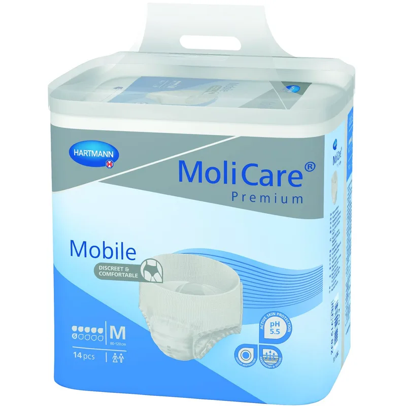 Hartmann MoliCare Premium Mobile Slip Διακριτικό Εσώρουχο Slip Ακράτειας με Εργονομικό Σχήμα, Ιδανικό για Αυτοεξυπηρετούμενους Ασθενείς 14 Τεμάχια - Medium