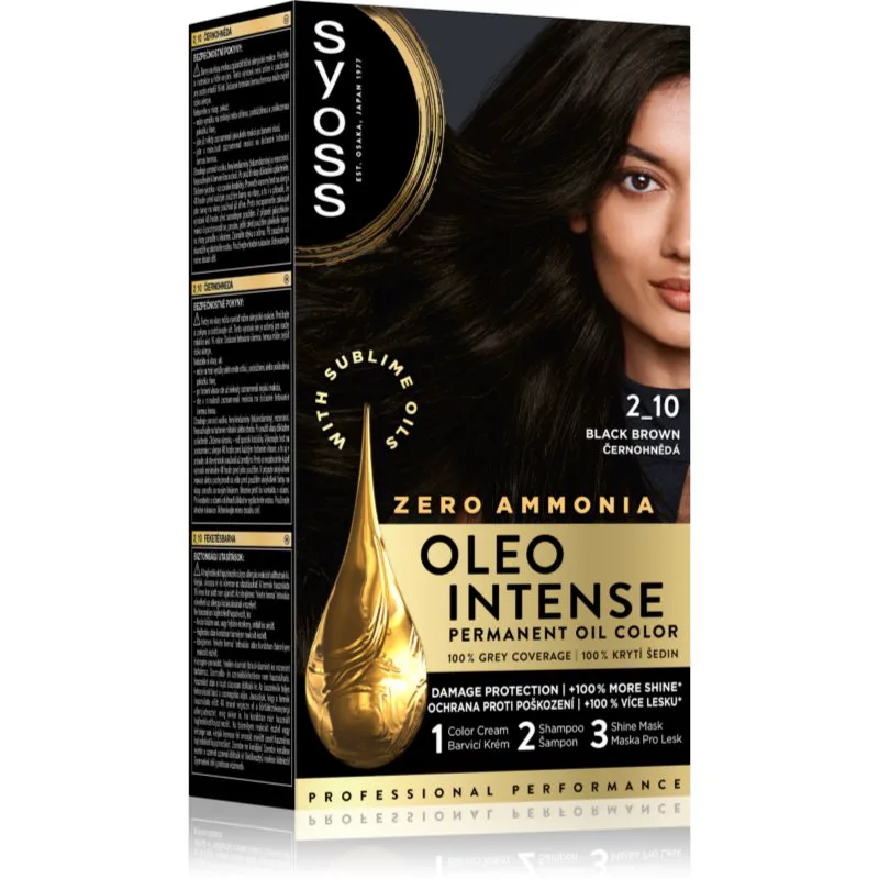 Syoss Oleo Intense μόνιμη βαφή μαλλιών με έλαιο απόχρωση 2-10 Black brown 1 τμχ