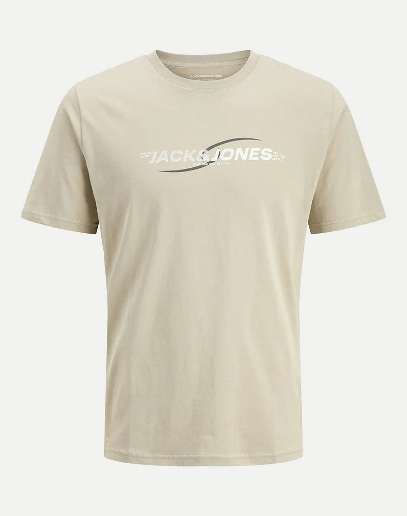 JACK&JONES JCOTARMAC PRINT TEE SS CREW NECK FST 12276408-Pure Cashmere Biege