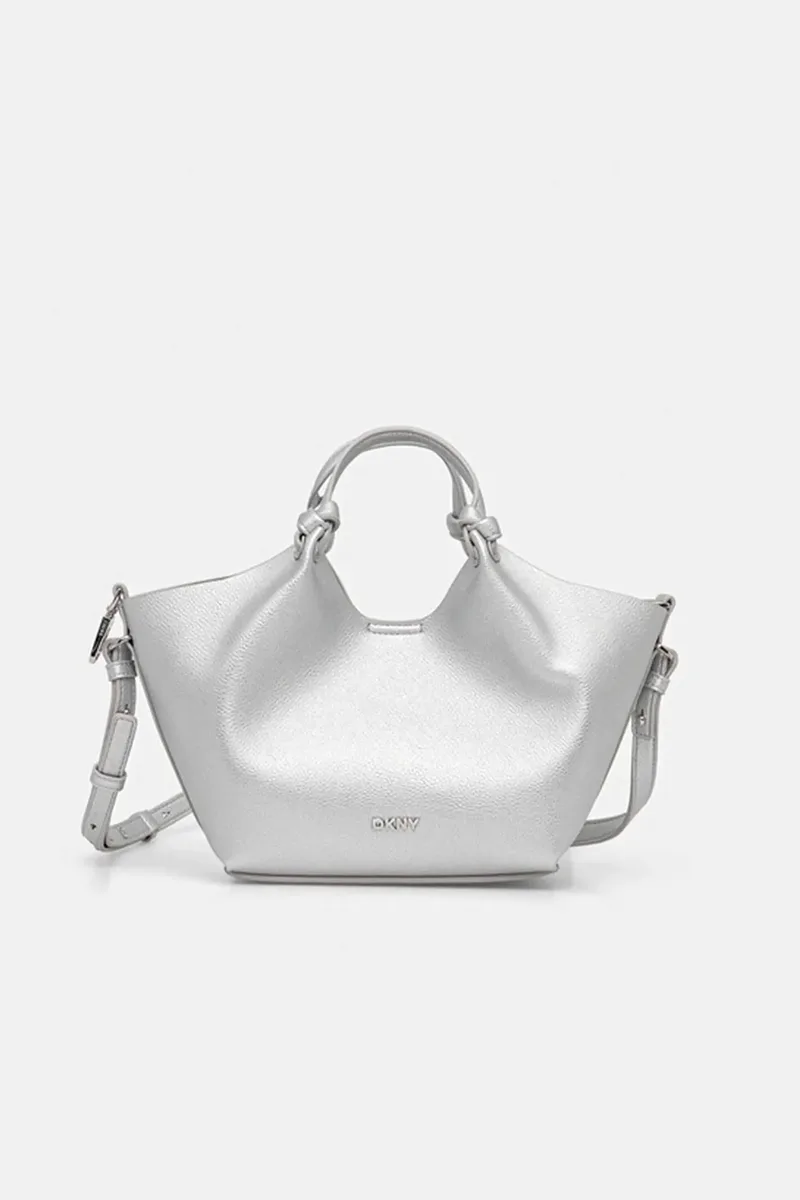 DKNY γυναικεία τσάντα χειρός με μεταλικό λογότυπο "Paula" - R53BAM60 Ασημί