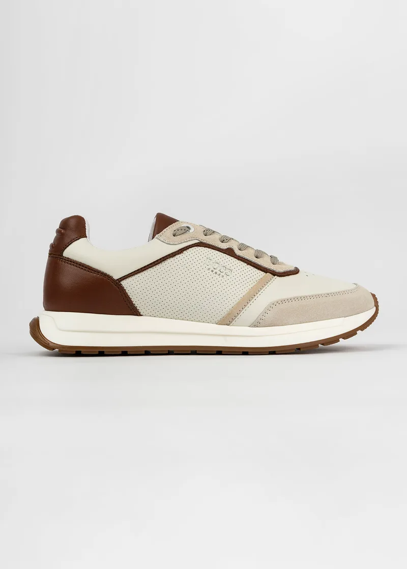 BOSS Shoes Δερμάτινα Sneakers της σειράς Sport - AB230/A Μπεζ Cognac Inter