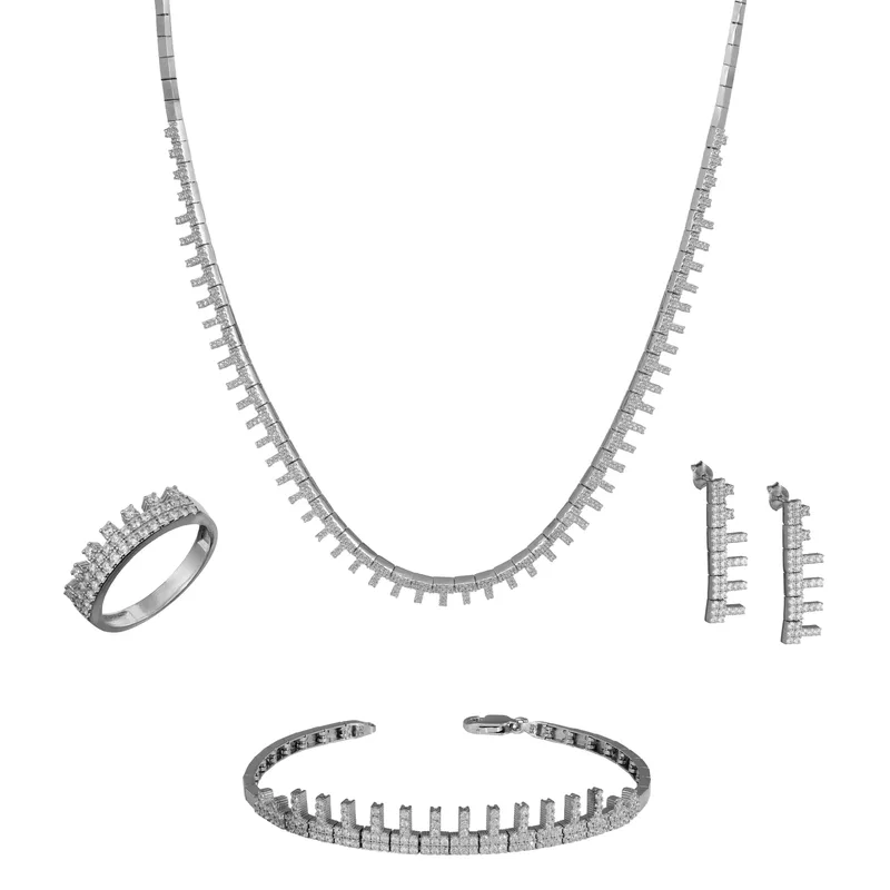 Ασημένιο σετ γάμου λευκές ριβιέρες 925 SET052256 SET052256 Ασήμι