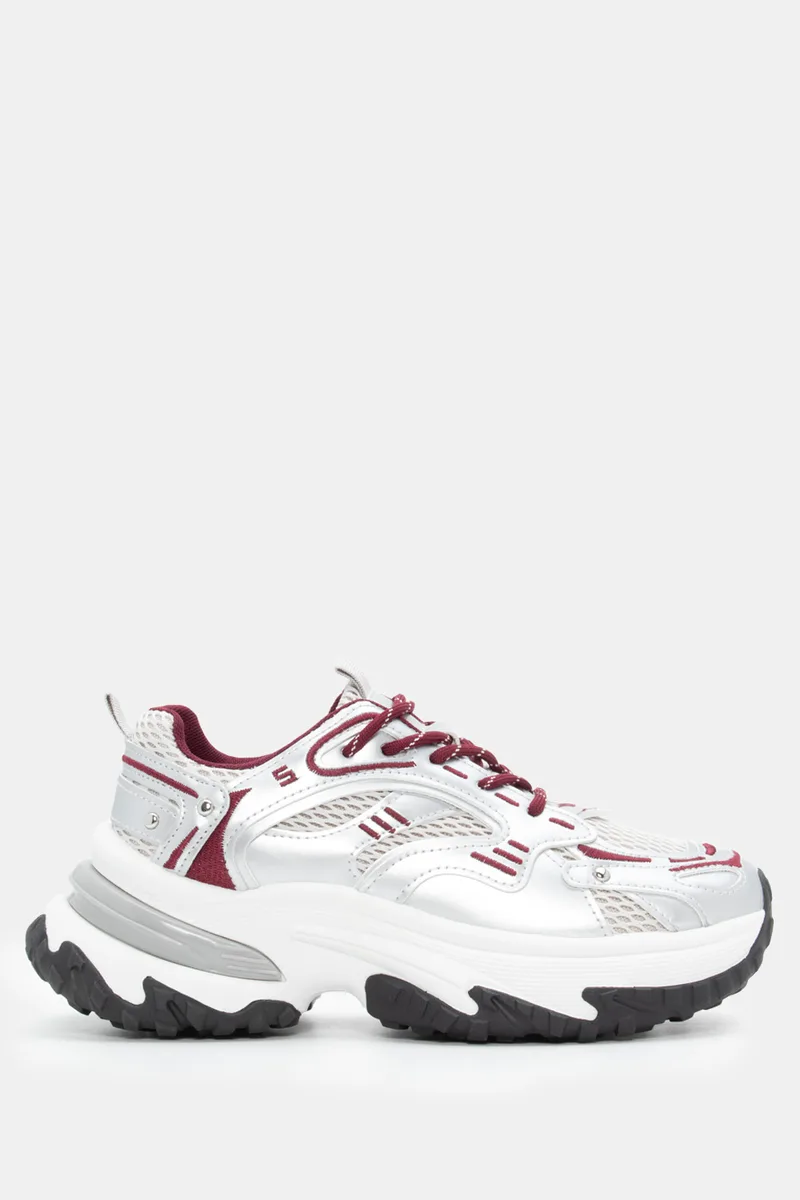 Sneakers Chunky με Συνδυασμό Χρωμάτων - Ασημί