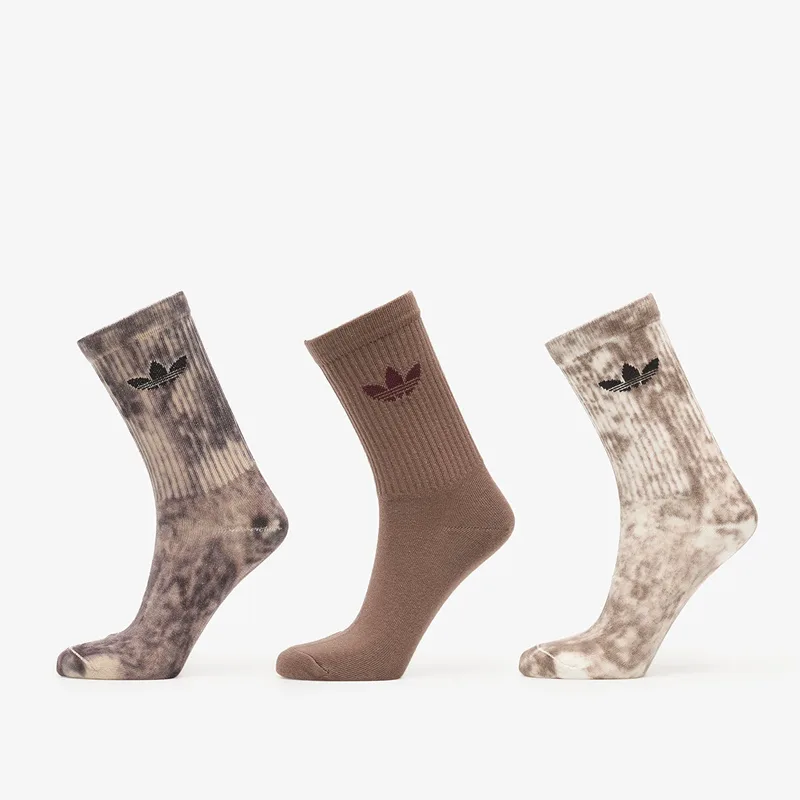 adidas Tie Dye Crew Socks 3 Pairs Utility Black/ Off White/ Earth Strata L