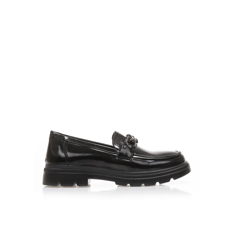 Oxfords μαύρα λουστρίνι με διακοσμητική μεταλλική αγκράφα ΜΑΥΡΟ