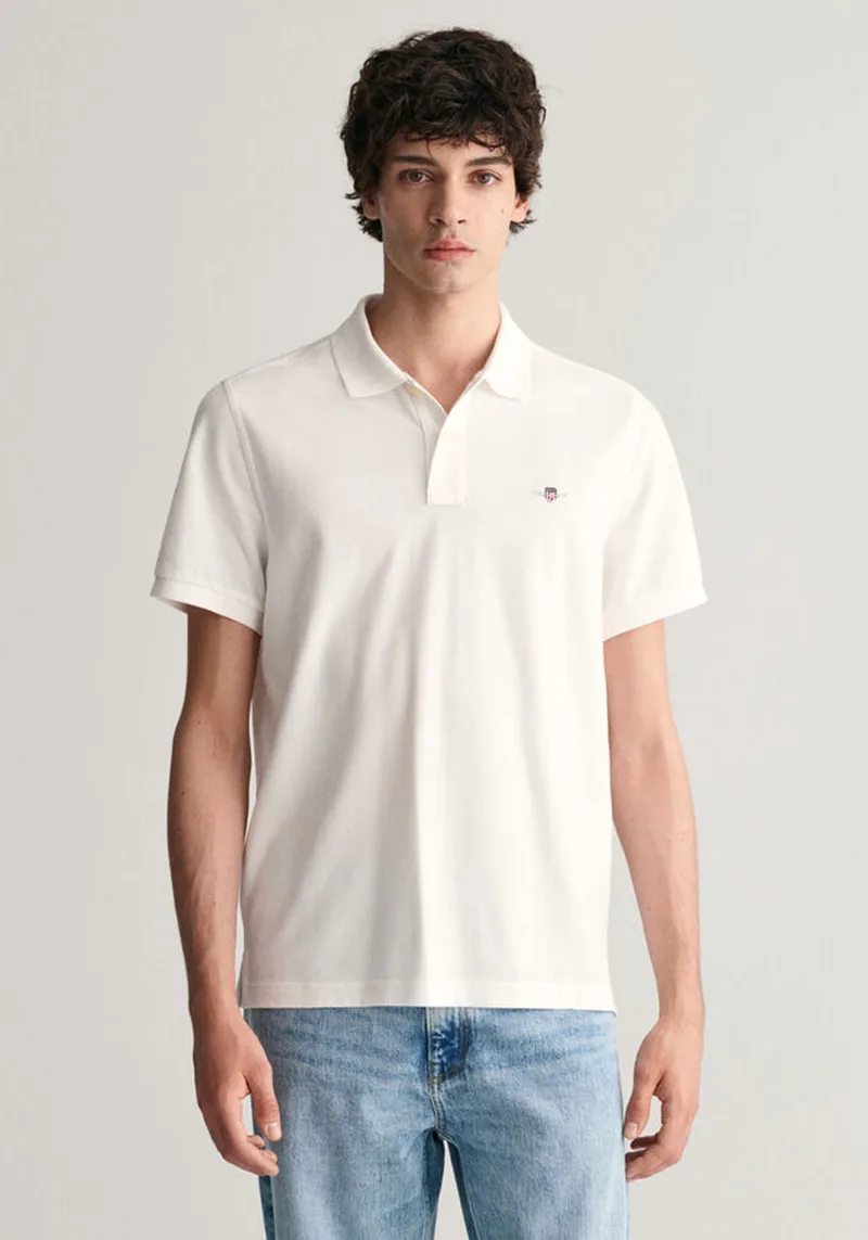 GANT Pique Polo Μπλούζα της σειράς Shield - 2210-1 110 White
