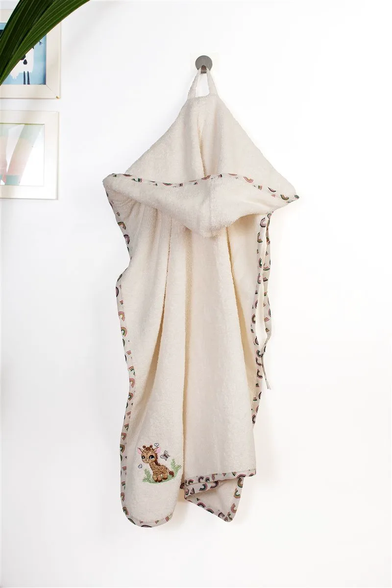 Κάπα Με Κέντημα Bebe 75x85εκ. Giraffe 173 Ecru-Multi Dimcol (Ύφασμα: Βαμβάκι 100%, Χρώμα: Εκρού ) - DimCol - 31141429028