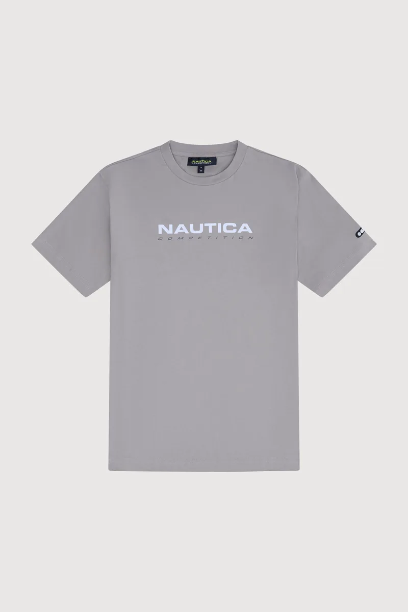 Nautica ανδρικό T-shirt με λογότυπο και graphic print στο πίσω μέρος "Wadi" - N7V03922 Γκρι