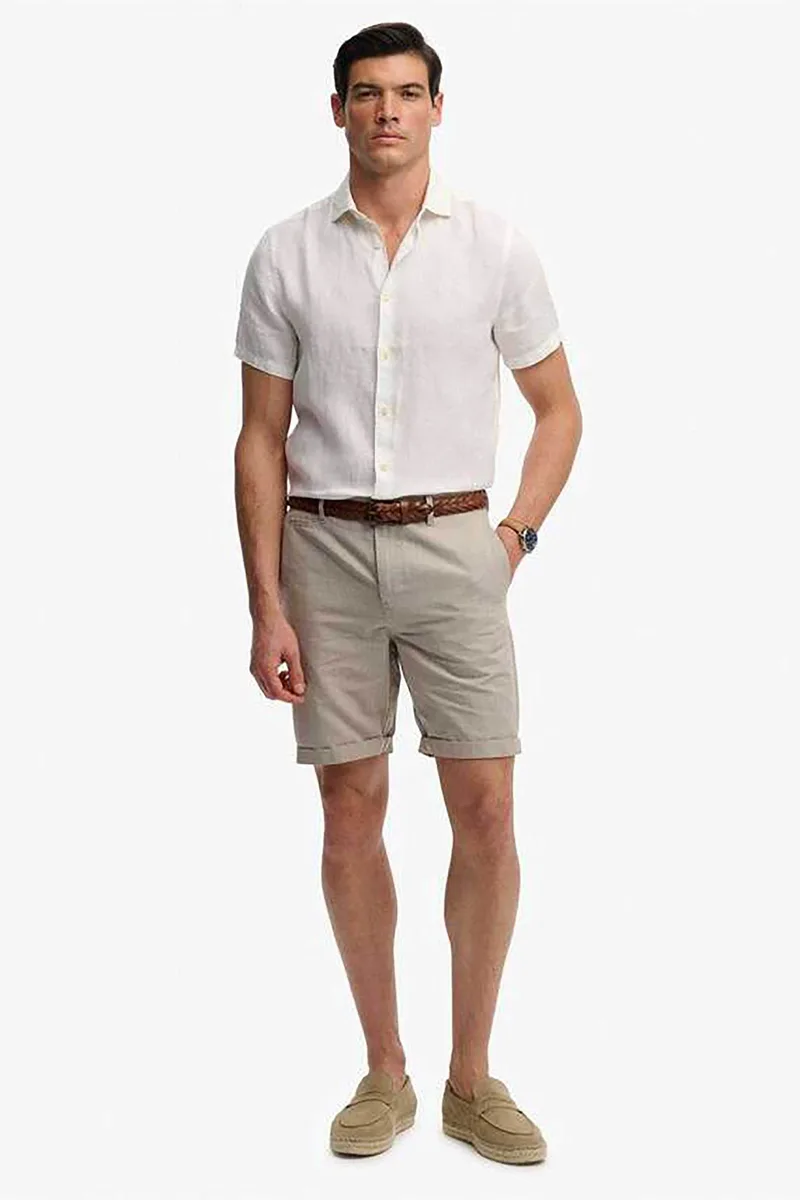 Superdry ανδρική βερμούδα chino Straight Fit "Premium Textured" - M7110487A Μπεζ