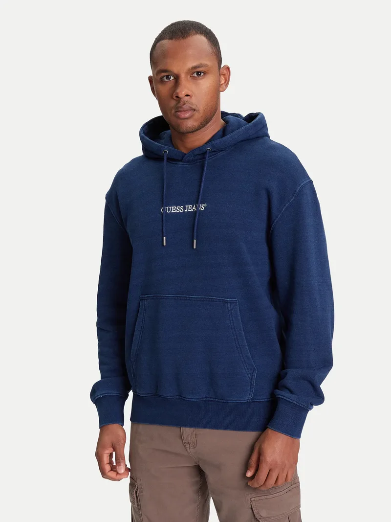 Guess Jeans Ανδρικό Φούτερ Με Κουκούλα M5YQ27KCXQ1-BL1N Μπλε