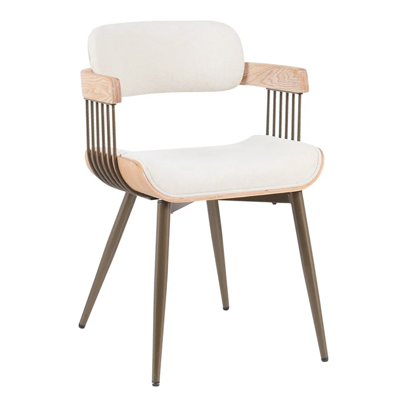 Πολυθρόνα Cameo pakoworld μέταλλο μπρονζέ-white-wash ξύλο-μπέζ ύφασμα 53x49.5x75.5εκ (Σετ 2 Τεμάχια) - PAKO WORLD - 332-000027