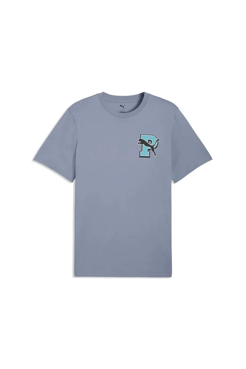 Puma ανδρικό T-shirt με print Regular Fit "Graphic Varsity" - 691776 Γκρι Γαλάζιο