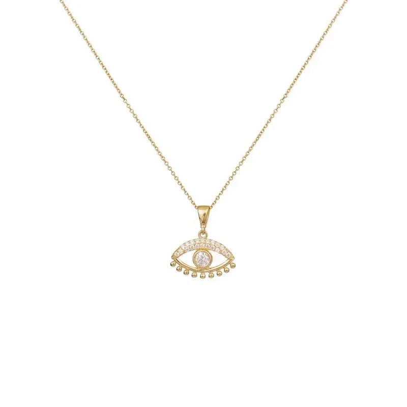 Χρυσό γυναικείο κολιέ Κ14 με πετράτο ματάκι 047313C 047313C Χρυσός 14 Καράτια