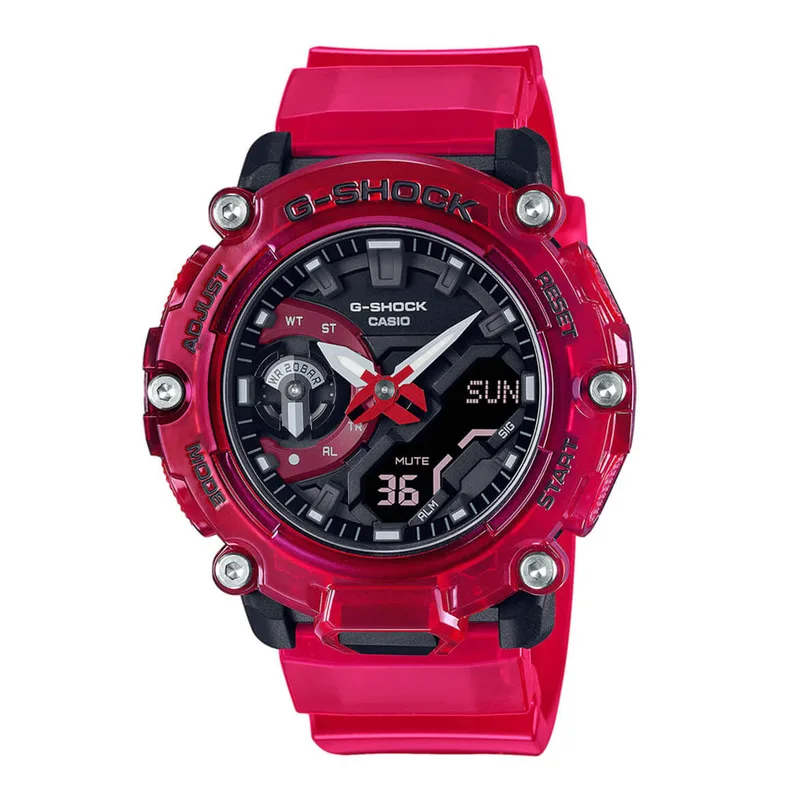 CASIO G-Shock Skeleton Sound Wave Series Red Rubber Strap GA-2200SKL-4AER