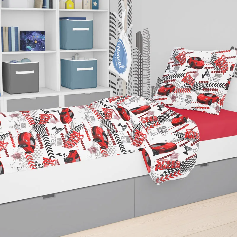 Παπλωματοθήκη Μονή 160x240 Dimcol Racer 290 Red 160x240