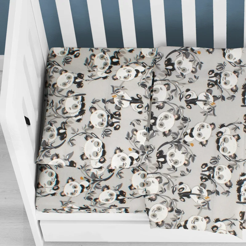 Φανελένια Βρεφική Μαξιλαροθήκη 35x45 Dimcol Panda Bear 96 Grey 35x45
