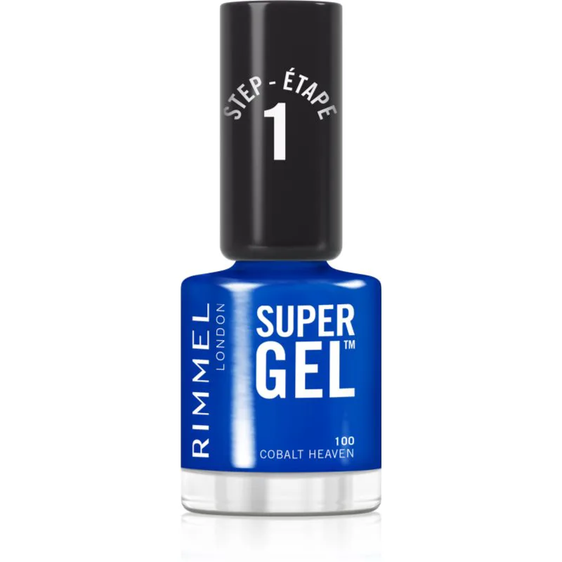 Rimmel Super Gel τζελ βερνίκι νυχιών χωρίς τη χρήση των UV/LED λαμπτήρων απόχρωση 100 Cobalt Heaven 12 ml
