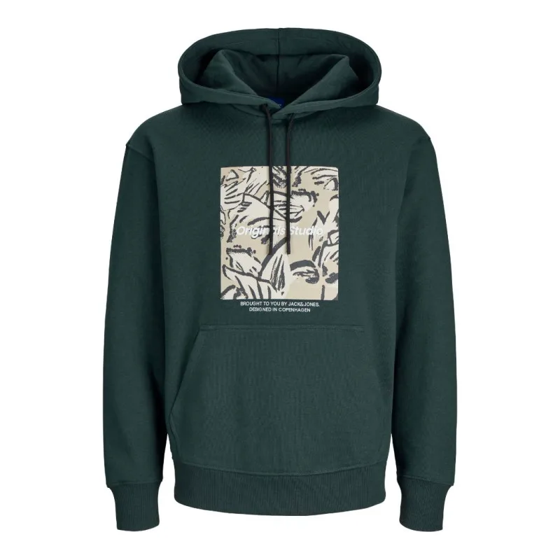 Hoodie φούτερ με μεταξοτυπία "Vesterbro Newton Boxfront" Jack & Jones +Fit - Forest River