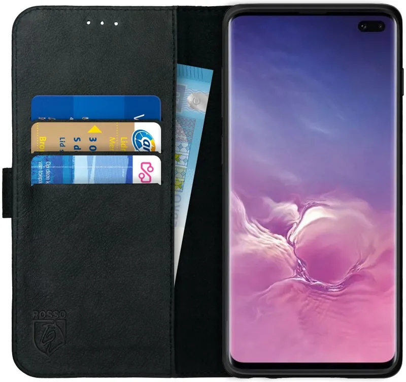 Κόκκινο Deluxe Δερμάτινη Θήκη Πορτοφόλι Samsung Galaxy S10 Plus - Black (8719246180989)