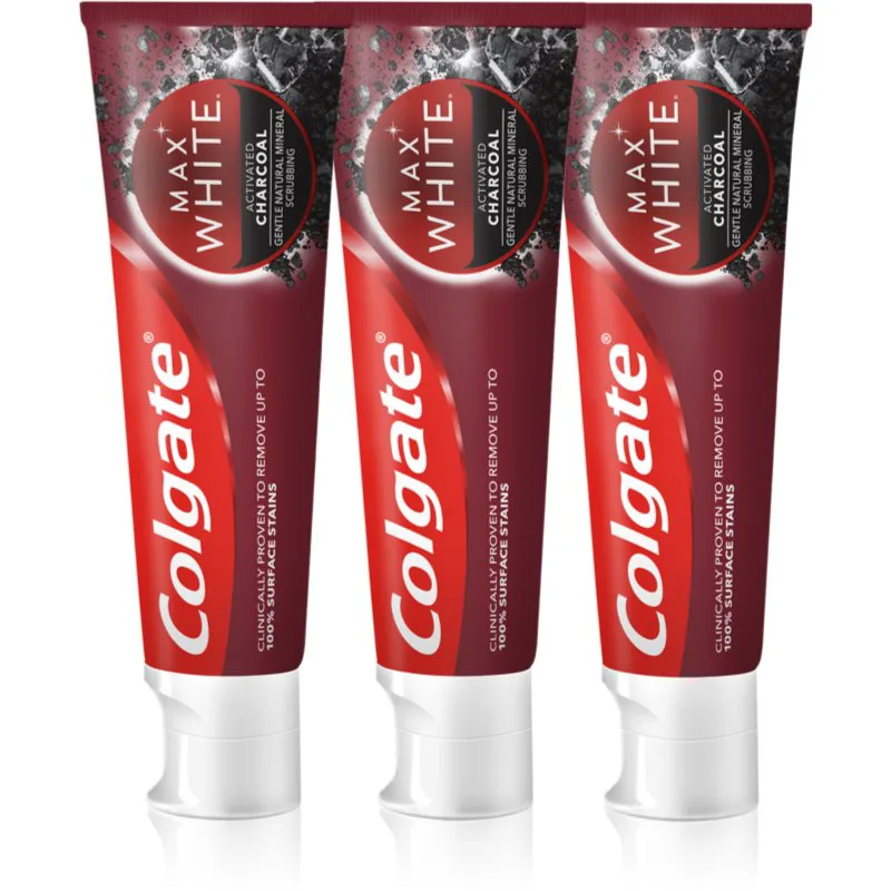 Colgate Max White Charcoal λευκαντική οδοντόκρεμα 3 x 75 ml