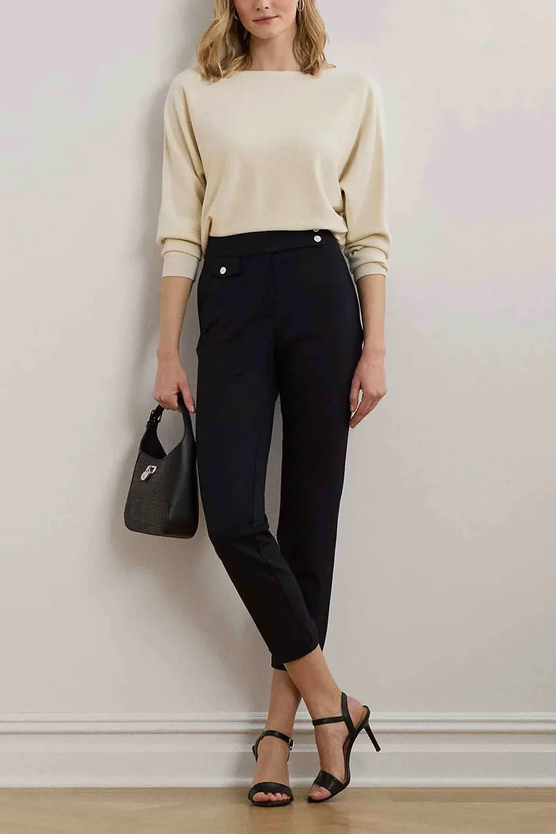 Lauren Ralph Lauren γυναικείο ψηλόμεσο παντελόνι cropped Straight Tapered Fit - 200980023001 Μαύρο