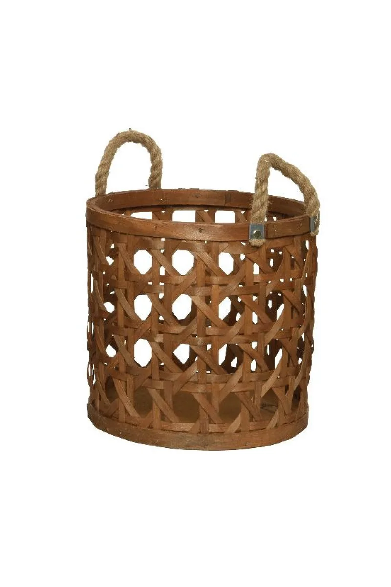 Καλάθι Ξύλινο Πλεκτό Με Λαβές 27.5x27.5x29cm Μονόχρωμο Kaeming