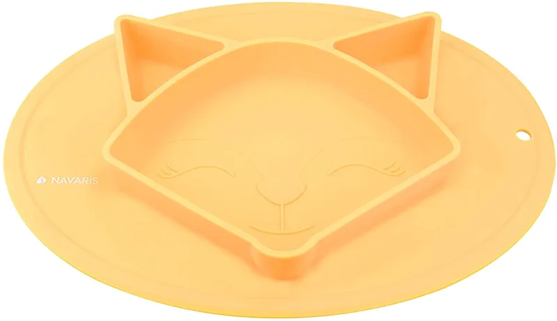 Navaris Baby Silicone Suction Plate - Αντιολισθητικό Παιδικό Πιάτο Σιλικόνης / Δίσκος Φαγητού από Σιλικόνη - Πορτοκαλί (51375.01)