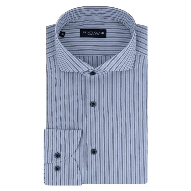 Superior Πουκάμισο Γαλάζιο Ριγέ 100% Fine Cotton (Modern Fit)