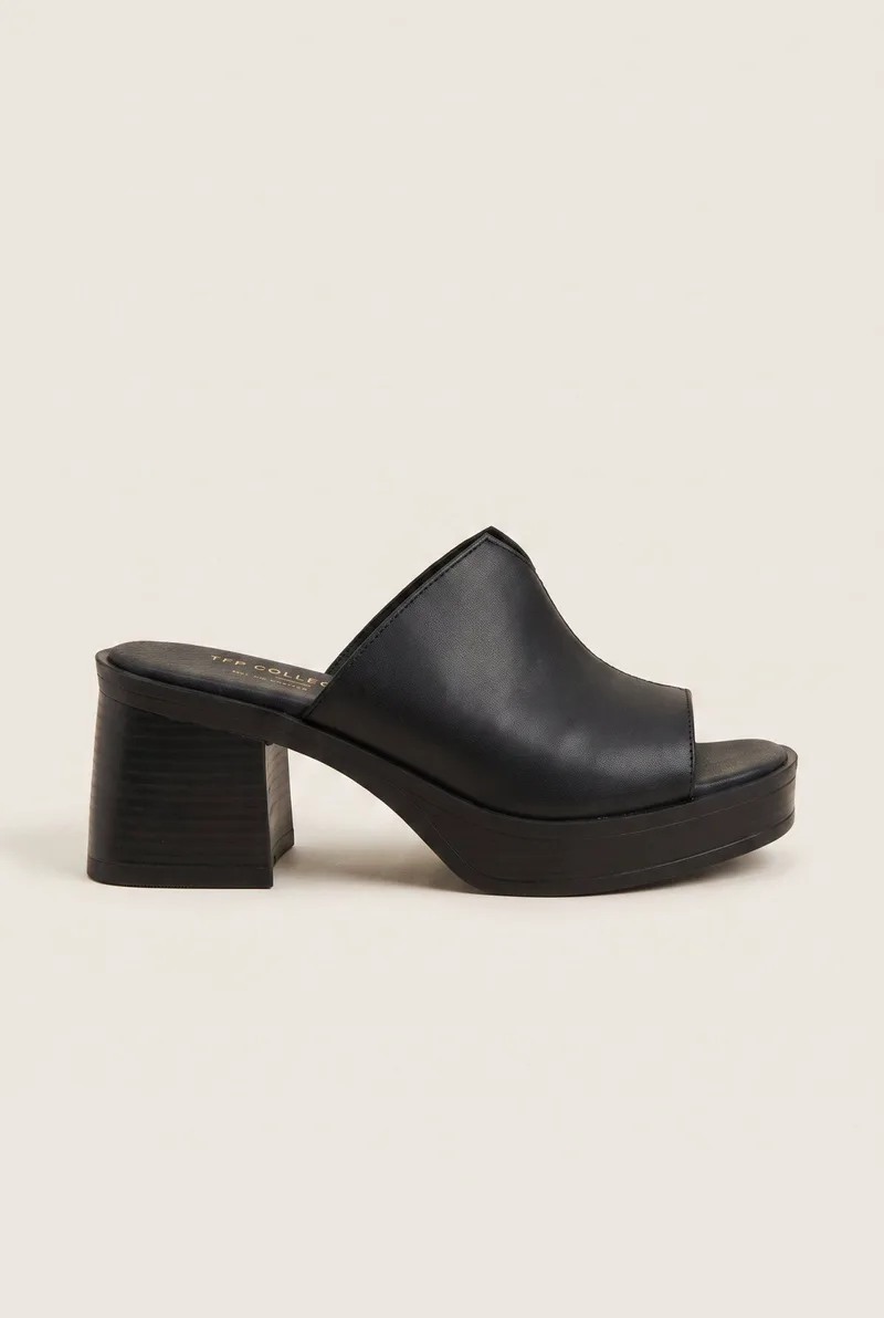 TFP Block Heel Mules Cut Out - L925 - Μαύρο Ματ