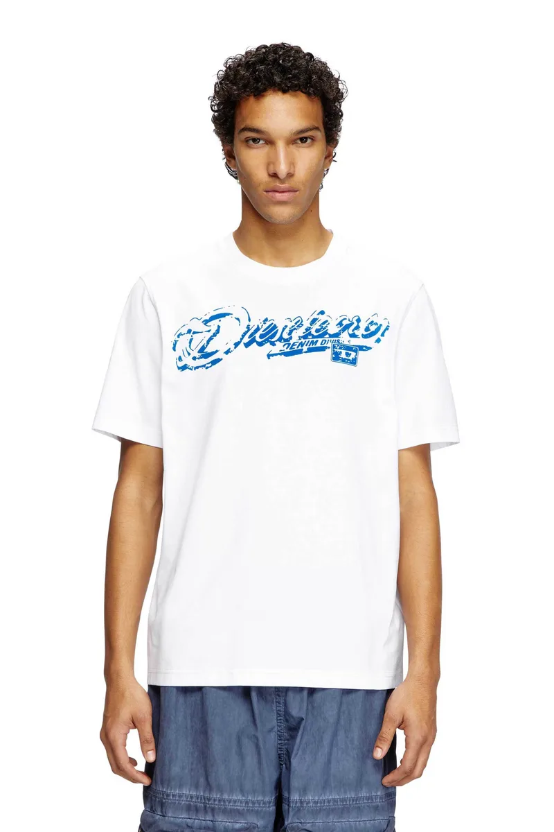 Diesel ανδρικό T-shirt με λογότυπο ''T-adjust-R7'' - S25A164060QIAM Λευκό