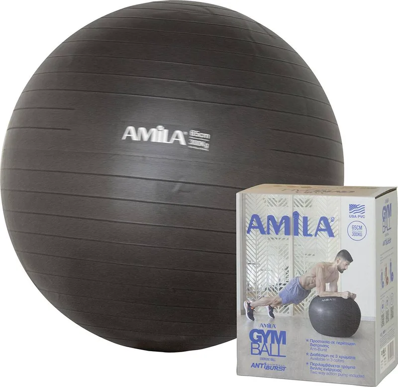 ΜΠΑΛΑ ΓΥΜΝΑΣΤΙΚΗΣ AMILA GYMBALL ΜΑΥΡΗ (65 CM)