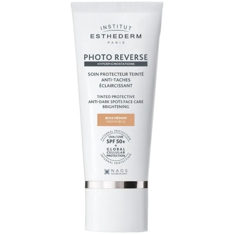 Institut Esthederm Photo Reverse Brightening Protective Anti-Dark Spots Spf50+ Tinted Cream Αντηλιακή Κρέμα Προσώπου Με Χρώμα Μεσαίας Κάλυψης Πολύ Υψηλής Προστασίας για Πρόληψη & Μείωση των Καφέ Κηλίδων 40ml