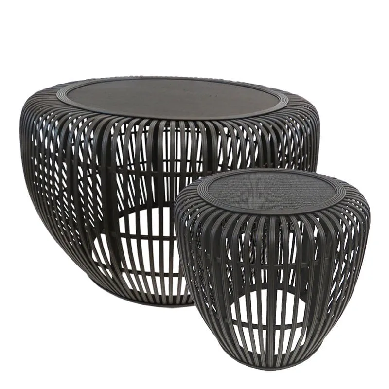 Τραπεζάκι Bamboo Σετ 2τμχ Μαύρο Art Et Lumiere 75x46,5εκ. 14838 (Υλικό: Bamboo, Χρώμα: Μαύρο) - Art Et Lumiere - lumiere_14838