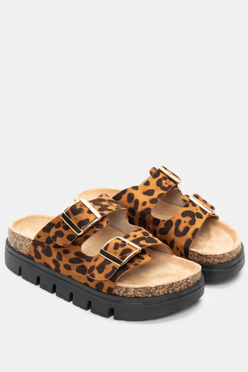 Σανδάλια Flatform με Τρακτερωτή Σόλα - Animal Print