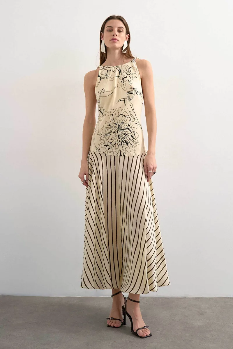 Topshop γυναικείο maxi φόρεμα "Mille" - 31000734 Εκρού