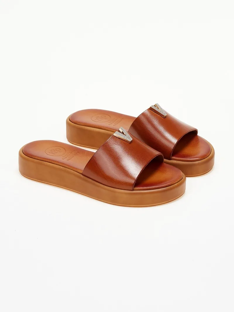TFP Flatform Sandals Strass Detail - 1014 - Tan