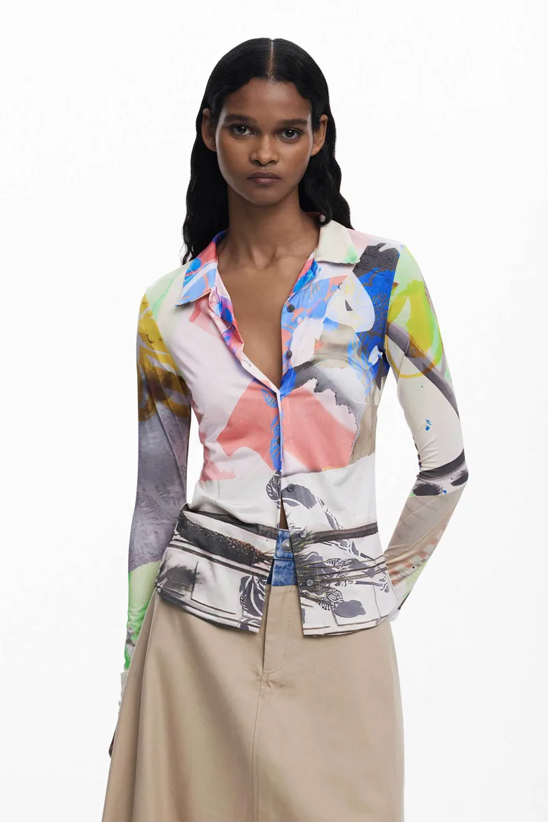 Desigual γυναικείο πουκάμισο με print "Machenszie" - 25SWTKA2 Πολύχρωμο