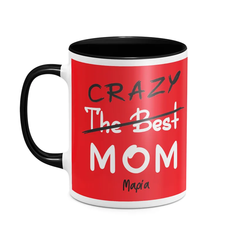 Crazy Mom - Κούπα - Μαύρο - Απλή