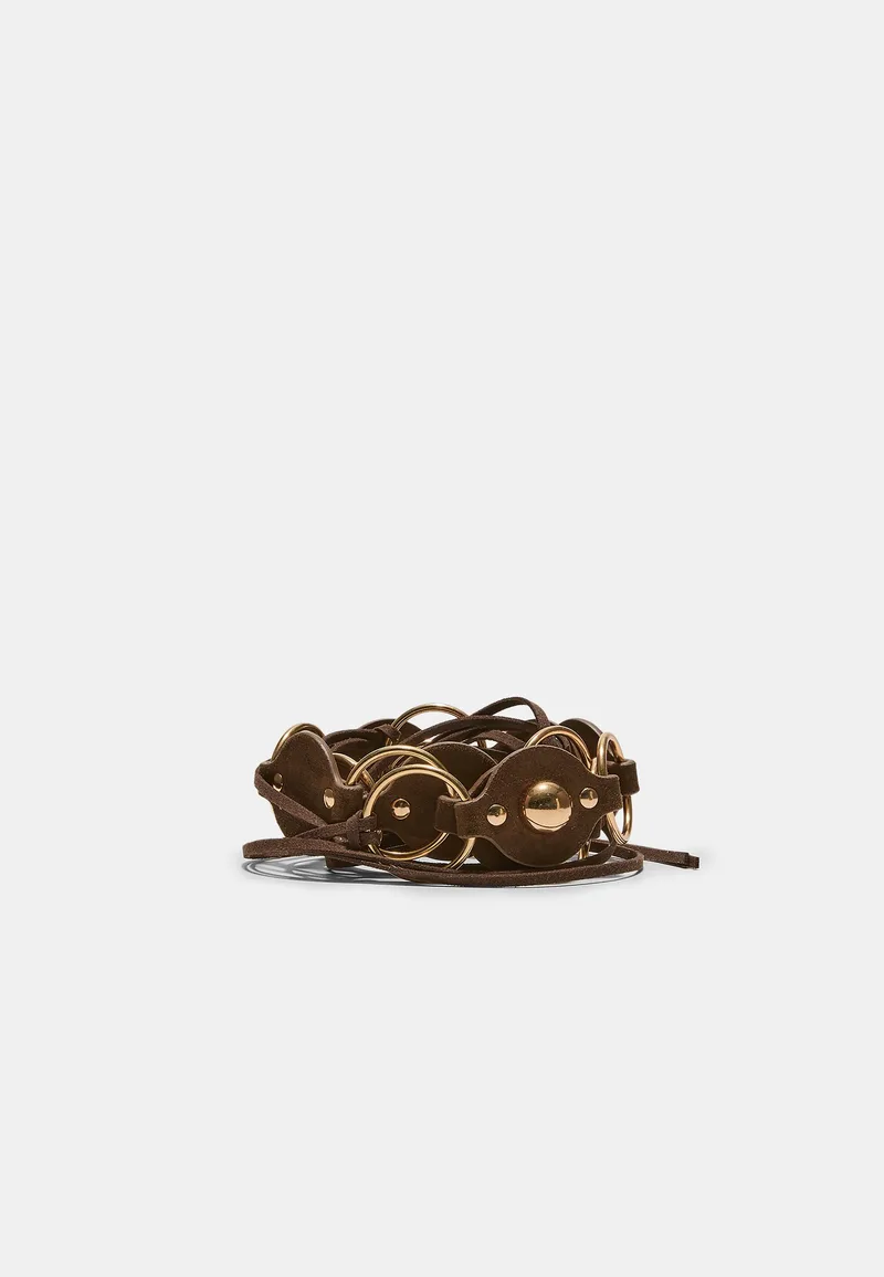 Stradivarius Φαρδιά Ζώνη Με Eyelets Καφέ S