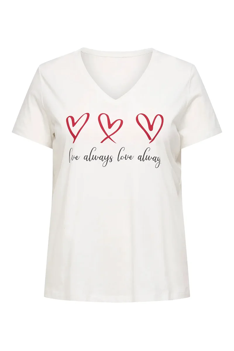 T-shirt με τύπωμα καρδιές σε χρώμα λευκό