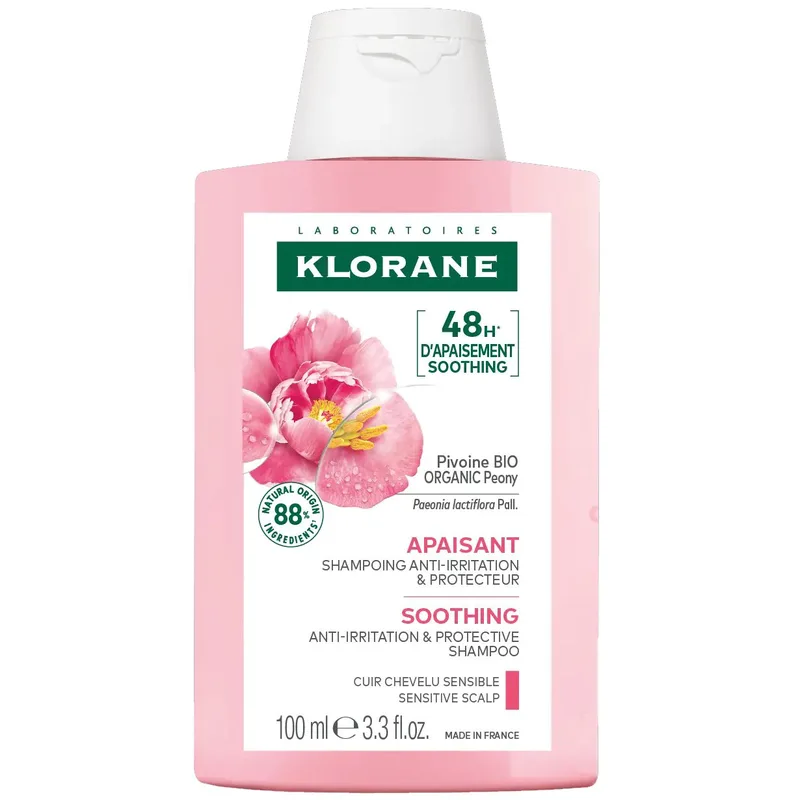 Klorane Peony Soothing & Sensitive Scalp Shampoo Travel Size Καταπραϋντικό Σαμπουάν με Παιώνια για Ευαίσθητο & Ερεθισμένο Τριχωτό 100ml