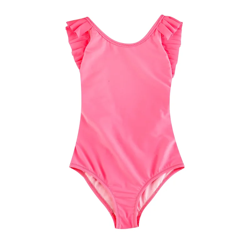 GIRL'S ONE PIECE PLEATED NEON PINK
