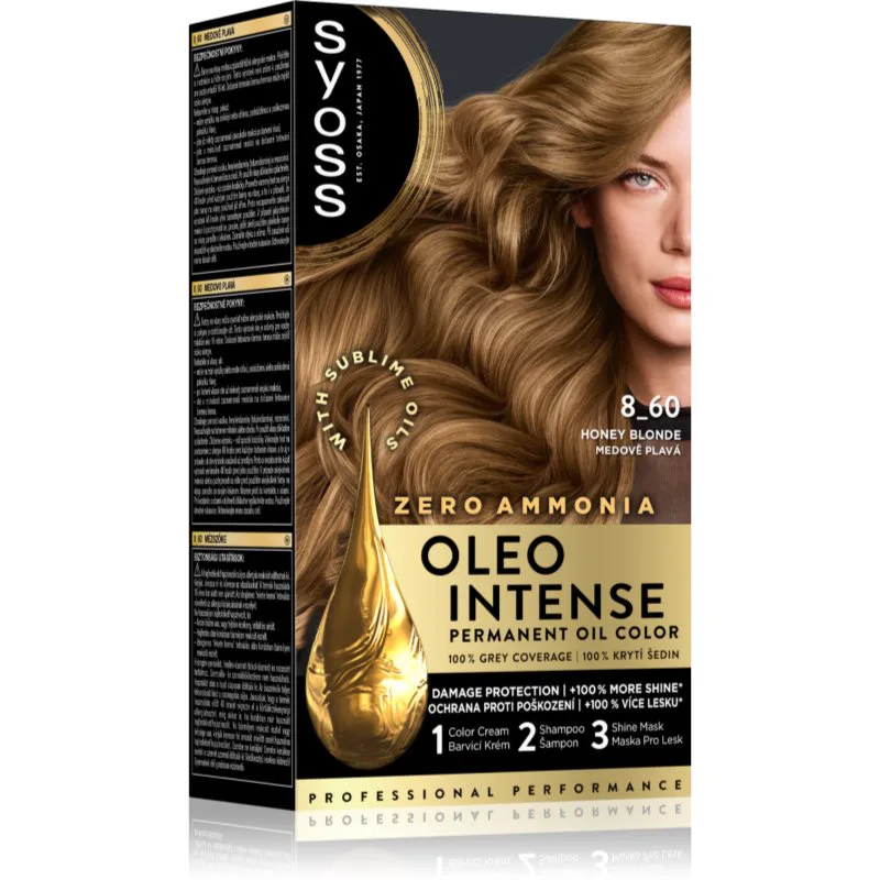 Syoss Oleo Intense μόνιμη βαφή μαλλιών με έλαιο απόχρωση 8-60 Honey Blond 1 τμχ