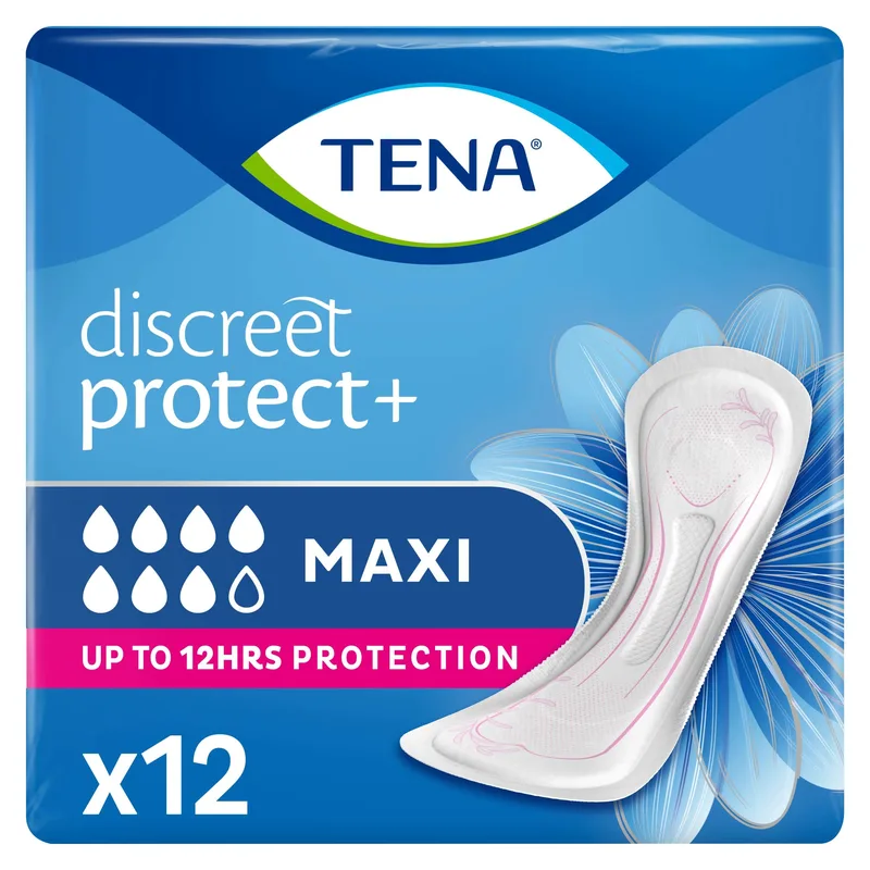 Tena Discreet Protect+ Maxi Σερβιέτες για Βαριά Μορφή Ακράτειας 12 Τεμάχια