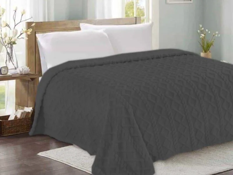 Κουβέρτα Fleece Με Sherpa Ανάγλυφη Luxe Soft Γαρύφαλλο 200x230 - Ανθρακί