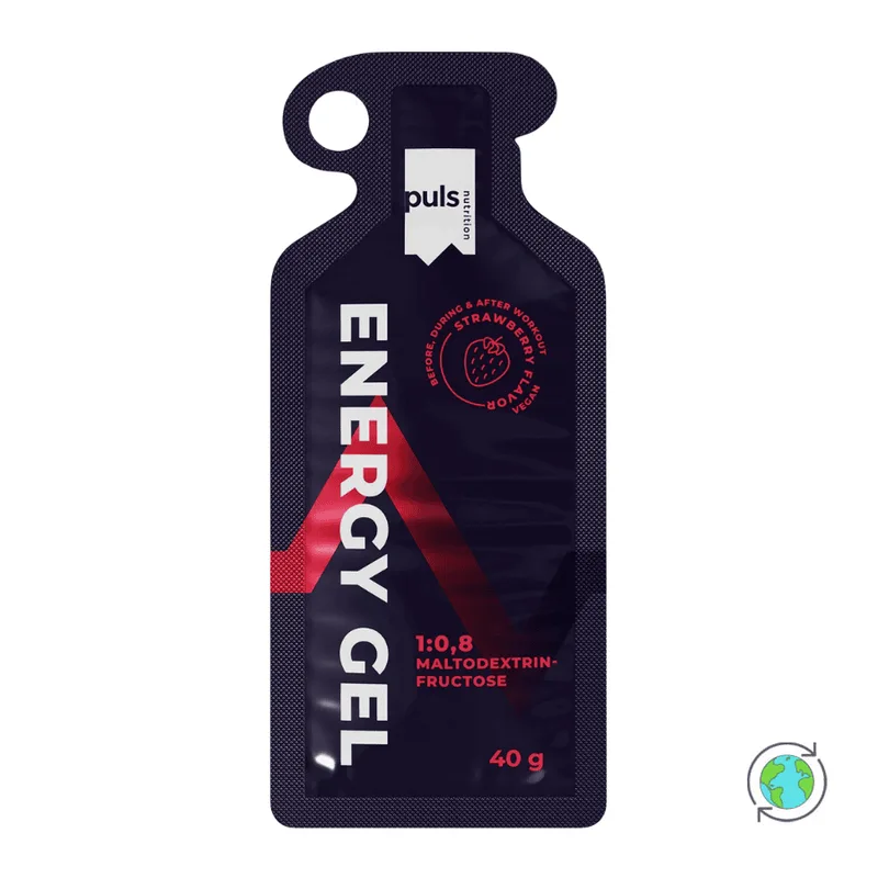 Gel Ενέργειας Φράουλα - Puls Nutrition - 40g Φινλανδία No Sugar Added Gluten Free Lactose Free Vegan Palm Oil Free