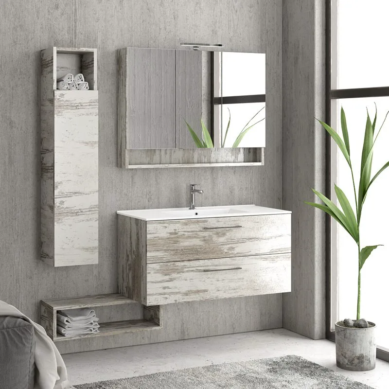 Έπιπλο με 2 Συρτάρια & Νιπτήρα Deluxe Line σε Old Wood (100x47cm) (Έπιπλο με Νιπτήρα)