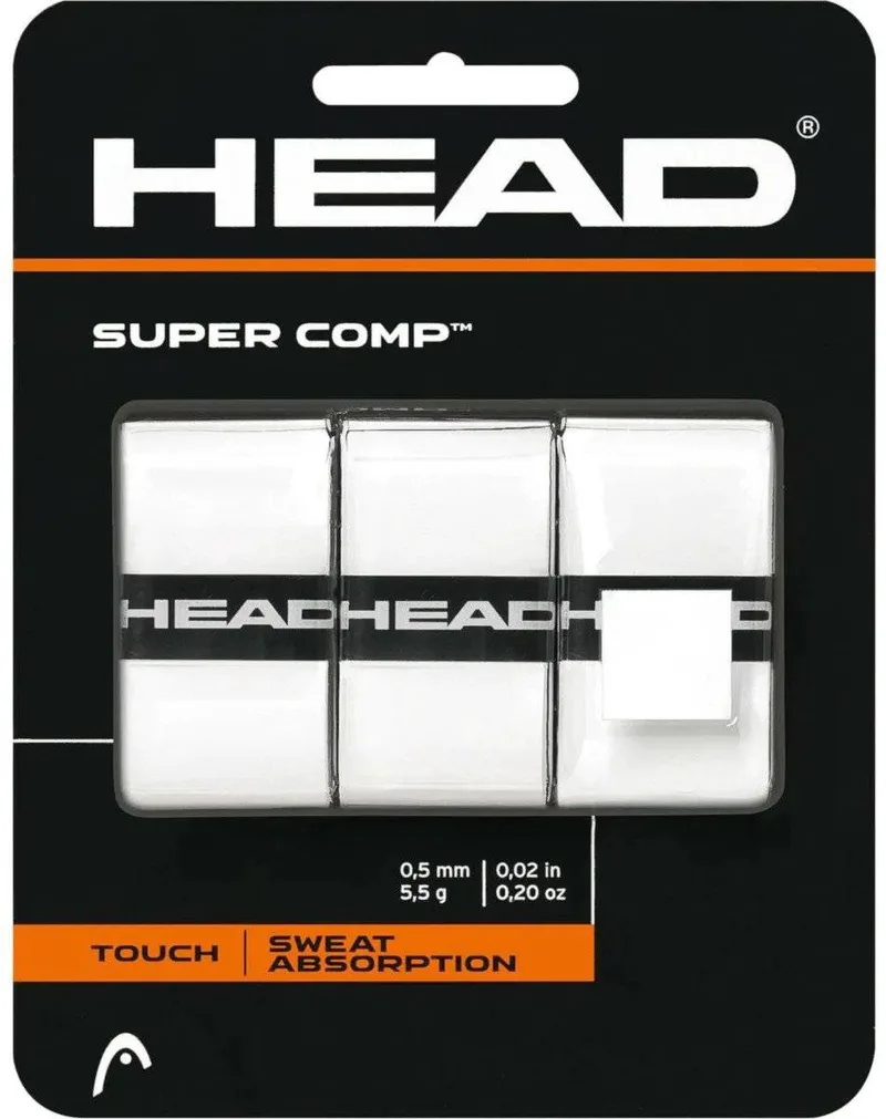 ΓΚΡΙΠ HEAD SUPER COMP TENNIS OVERGRIPS ΛΕΥΚΑ (3ΤΜΧ)